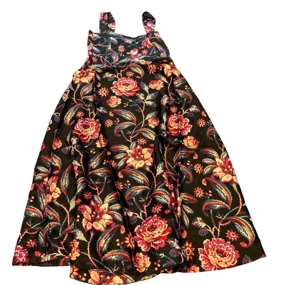 NWT Size Large Maeve Jocelyn Sleeveless Slip Midi Dress Black Floral